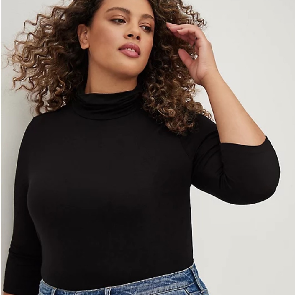 torrid Black Long Sleeve Mock Neck Tee